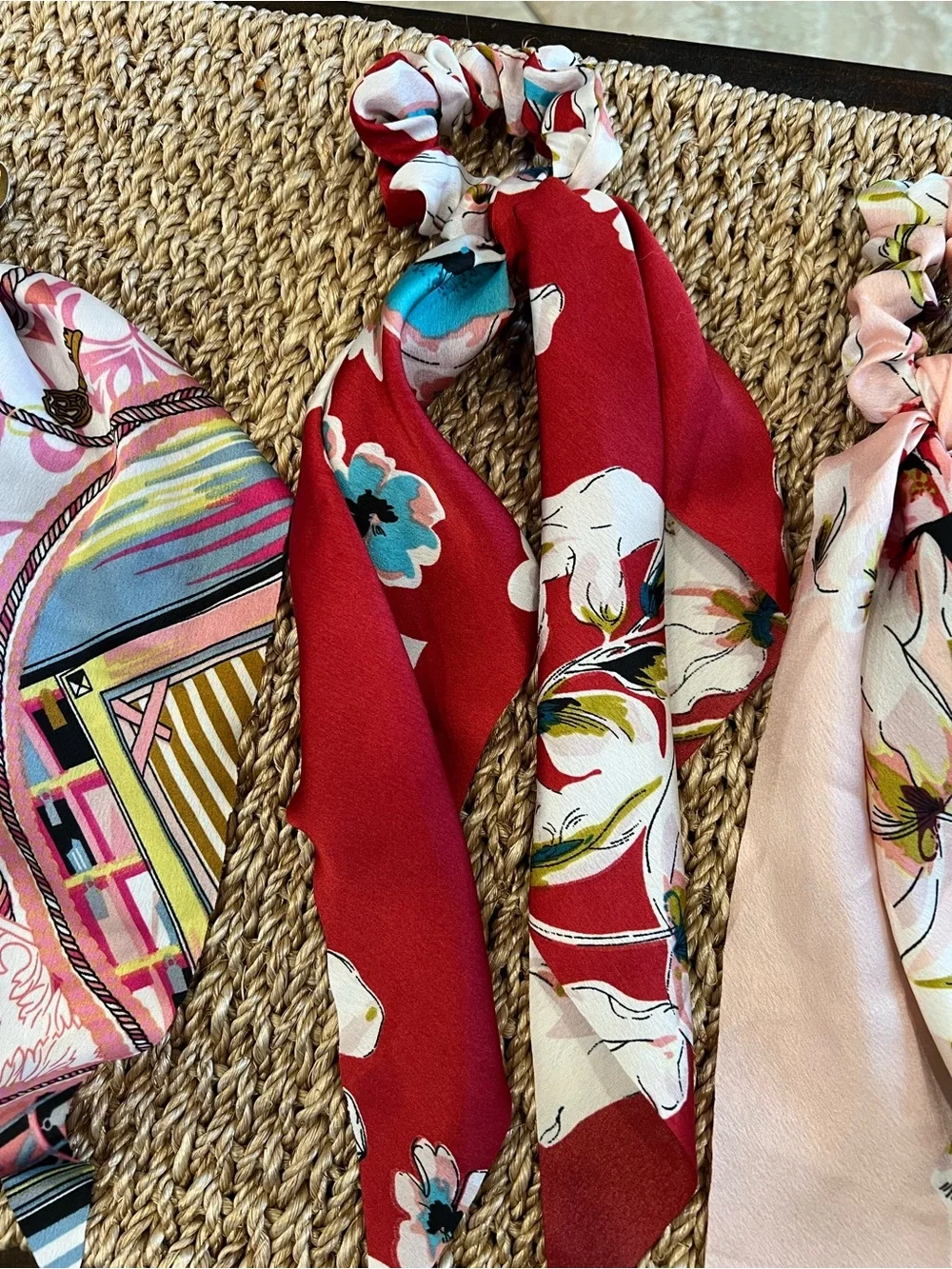 💕 Set of 3 Scrunchie Hair Scarves – Floral Prints – Imported 💕